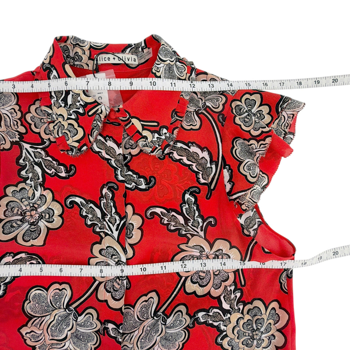 ALICE+OLIVIA Martel Silk Blouse in Landmark S