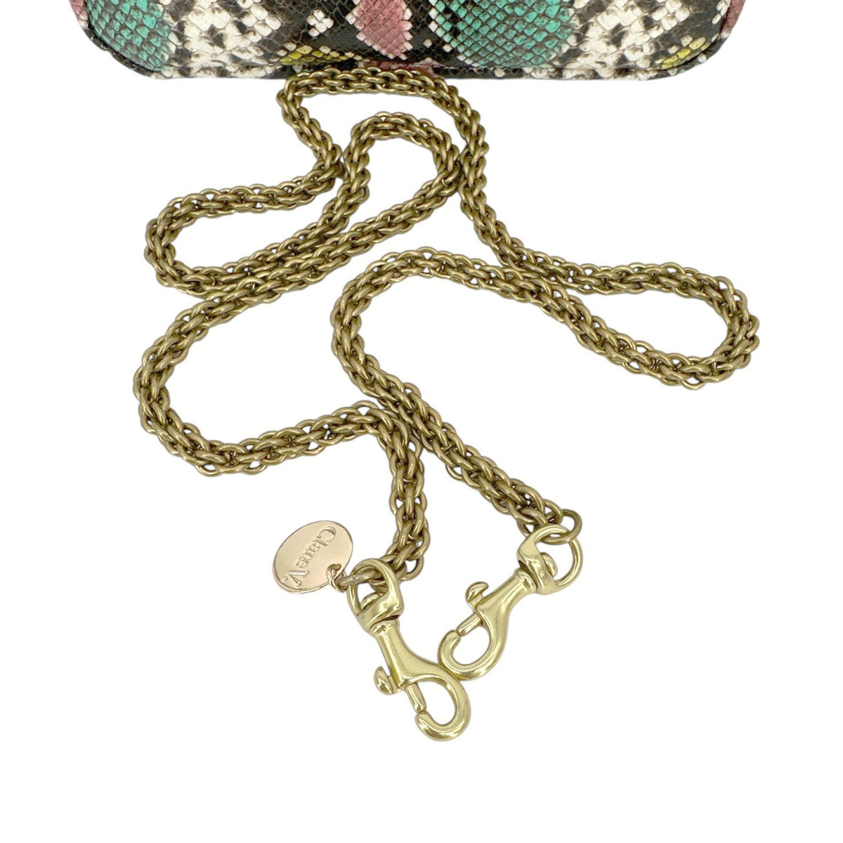CLARE V. Marisol Bag Pastel Painted Snake with Chain Crossbody Strap