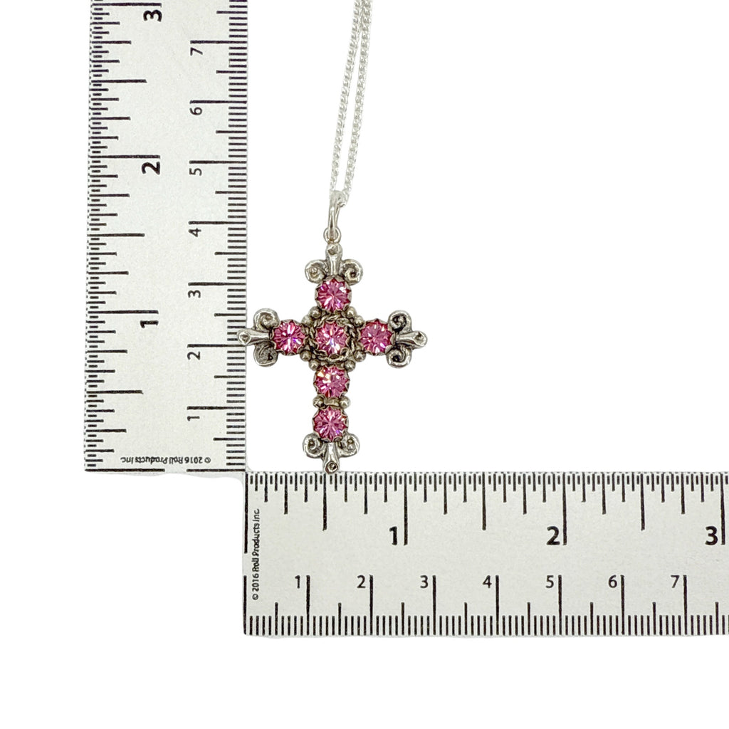VIRGINS SAINTS & ANGELS VSA Addie Charm Necklace Silver & Pink