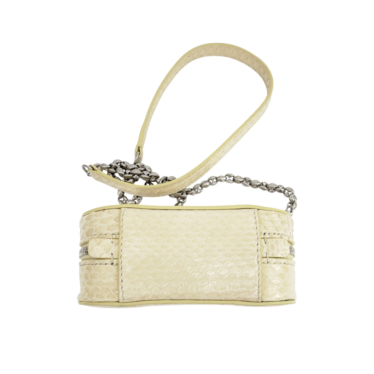 JIL SANDER Tradition Mini Snakeskin Bag with Chain in Ivory