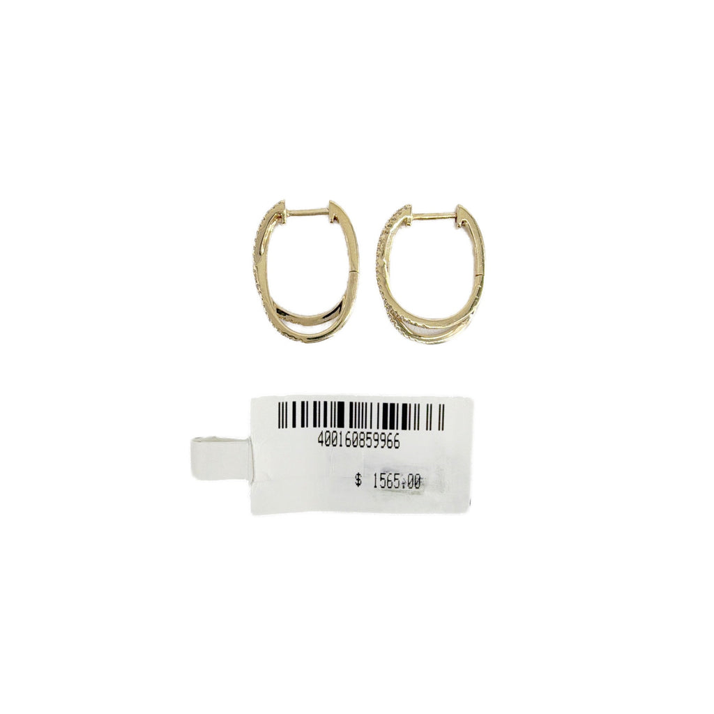 SHY Creation Diamond 14K Yellow Gold Crossover Hoop Earrings .21 CTW