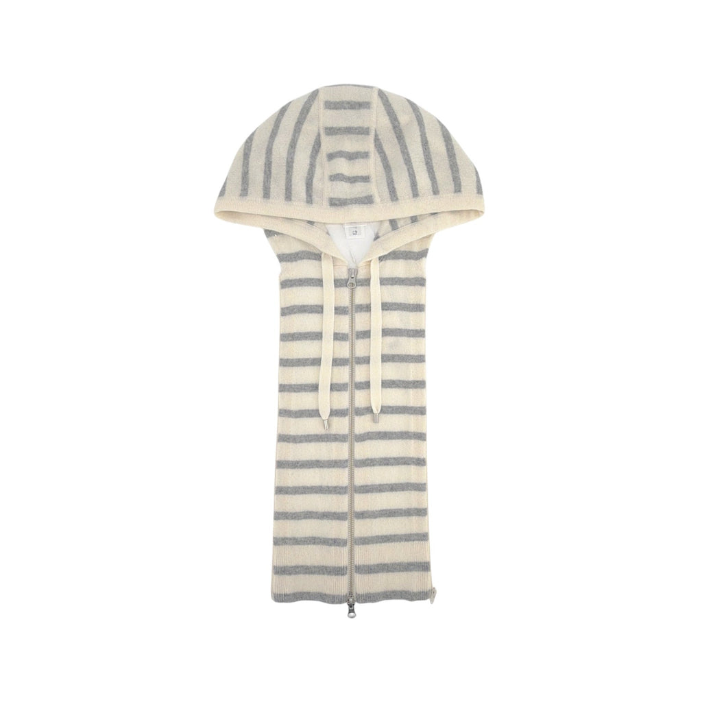 VERONICA BEARD Cashmere Hoodie Dickey in Ivory & Heather Grey