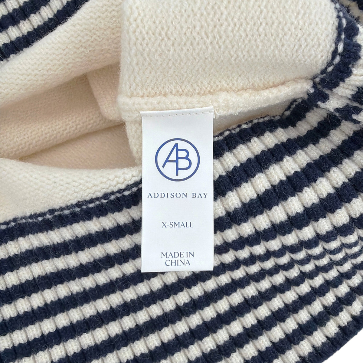 ADDISON BAY Carlyle Rugby Sweater in Cream & Navy XS
