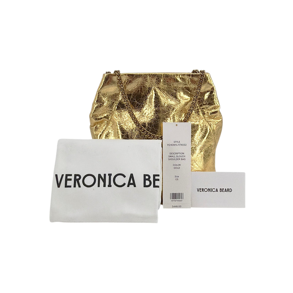 VERONICA BEARD Small Slouch Leather Shoulder Bag in Gold