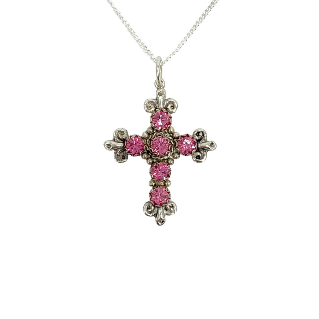 VIRGINS SAINTS & ANGELS VSA Addie Charm Necklace Silver & Pink
