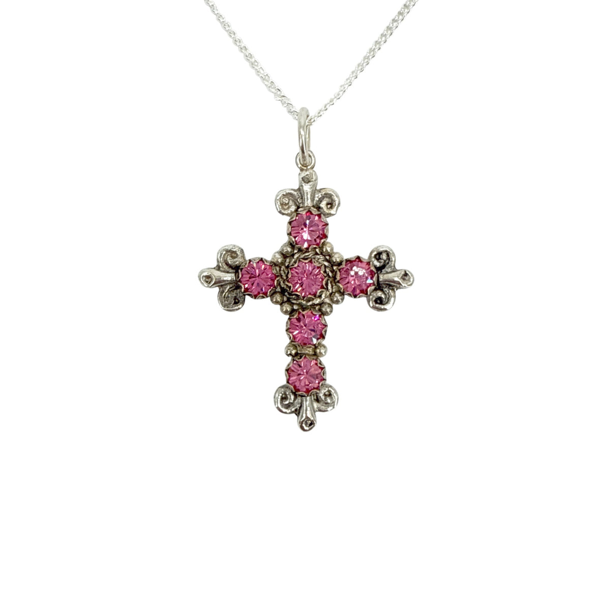 VIRGINS SAINTS & ANGELS VSA Addie Charm Necklace Silver & Pink