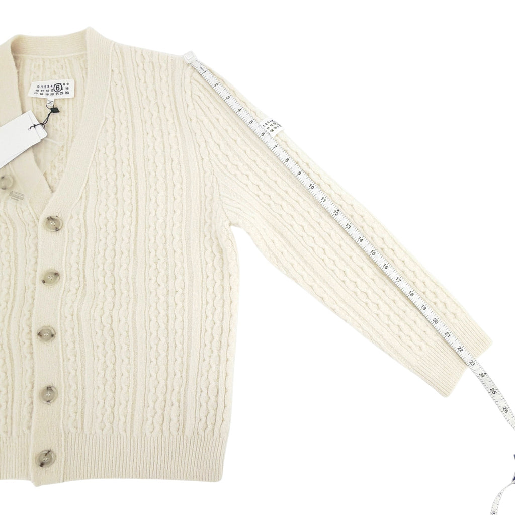 MM6 Maison Margiela Cable Knit Cardigan in Cream S
