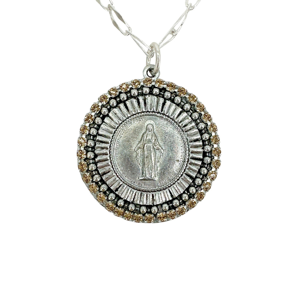 VSA Disco Virgin Charm Necklace Silver & Topaz