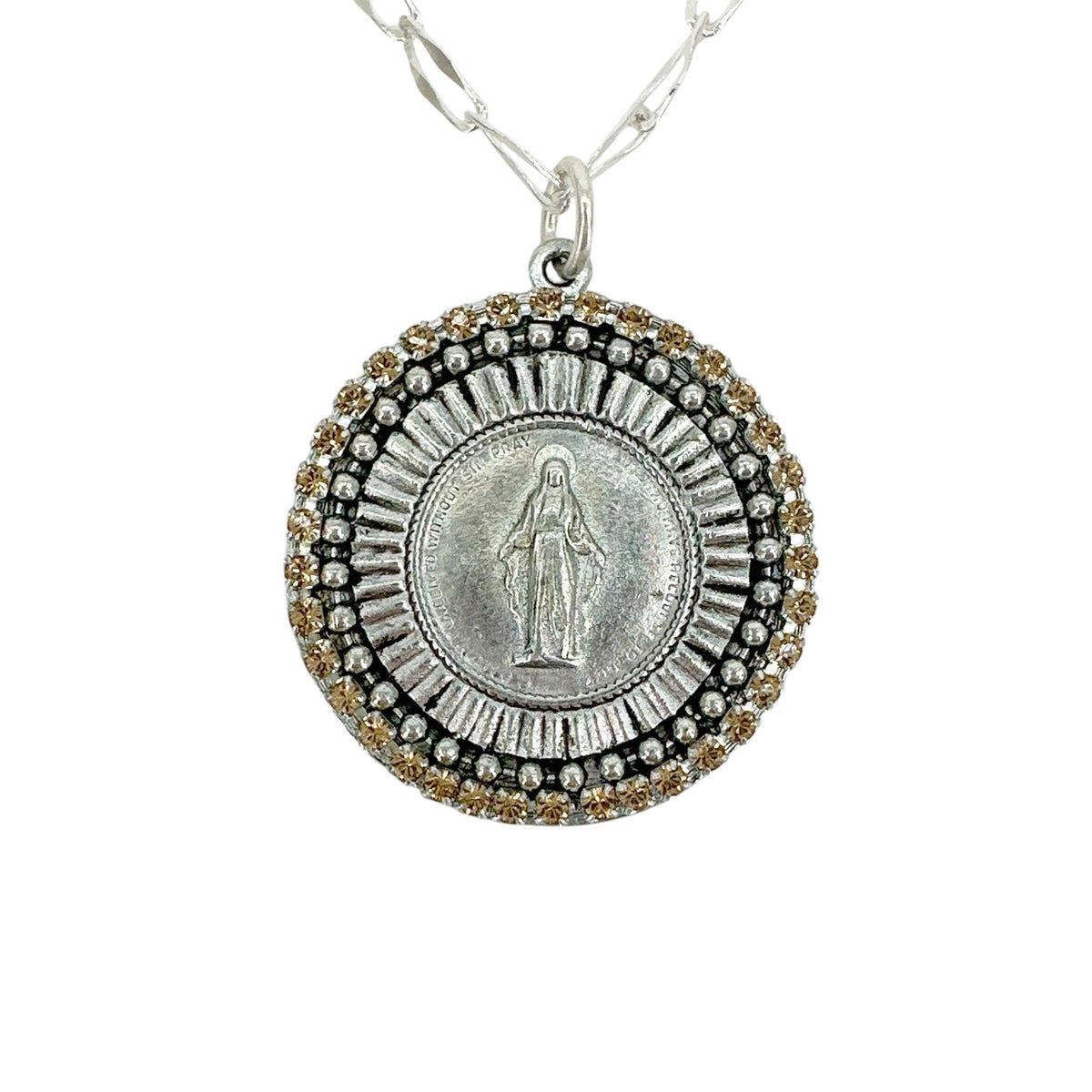 VSA Disco Virgin Charm Necklace Silver & Topaz