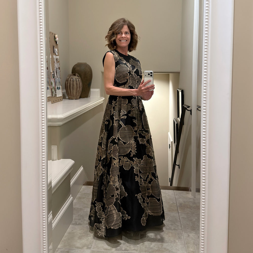 LAFAYETTE 148 New York Jacquard Silk Evening Gown in Black 4|S