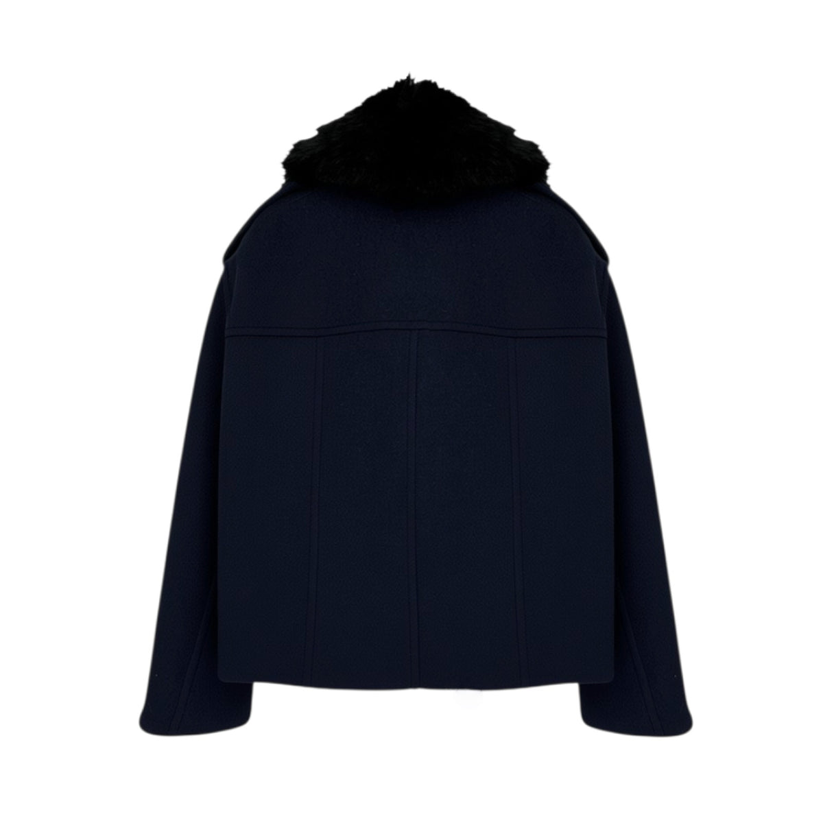 MERCER COLLECTIVE Georgia Faux Fur Collar Double-Breasted Peacoat S