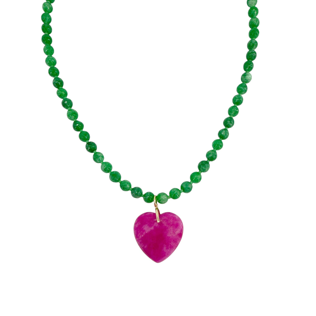 THE SILVER WREN Abel Beaded Necklace in Green and Pink 18"