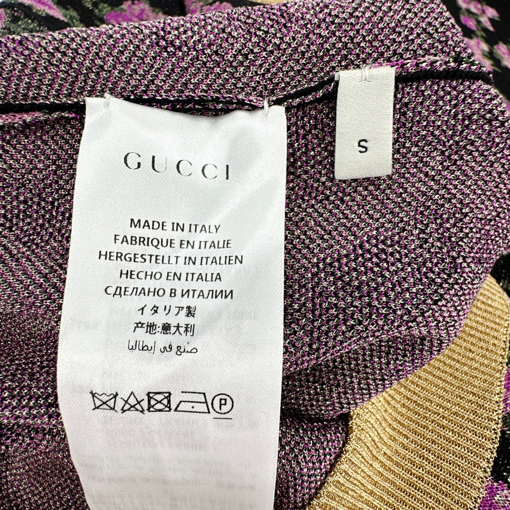GUCCI Shiny Viscose Jacquard Floral Sweater S