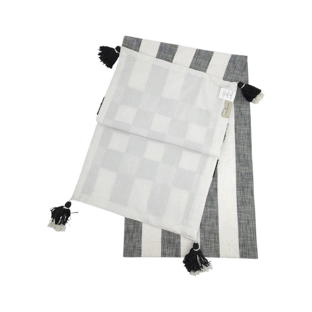 MACKENZIE-CHILDS Black Checks and Stripes Table Runner