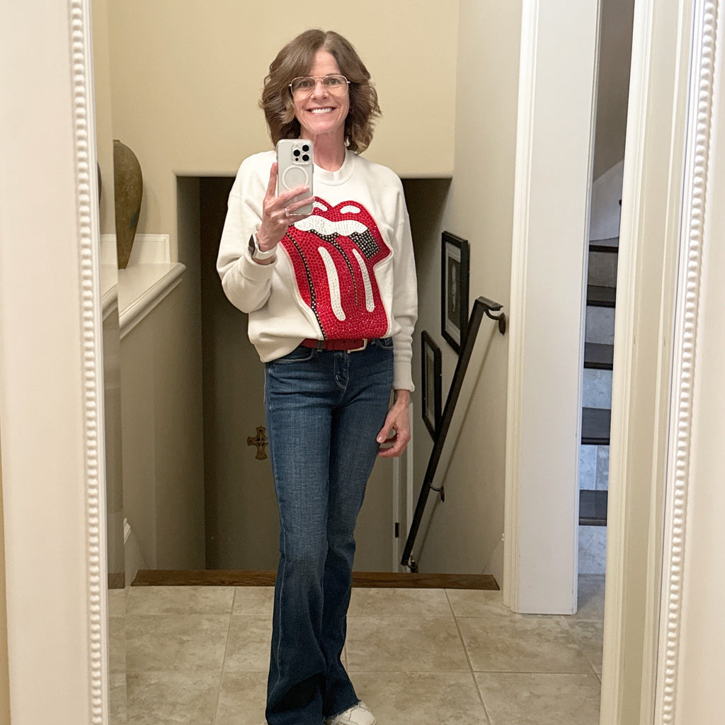 MADEWORN Rolling Stones Crystal Patch Classic Crew Sweatshirt XS