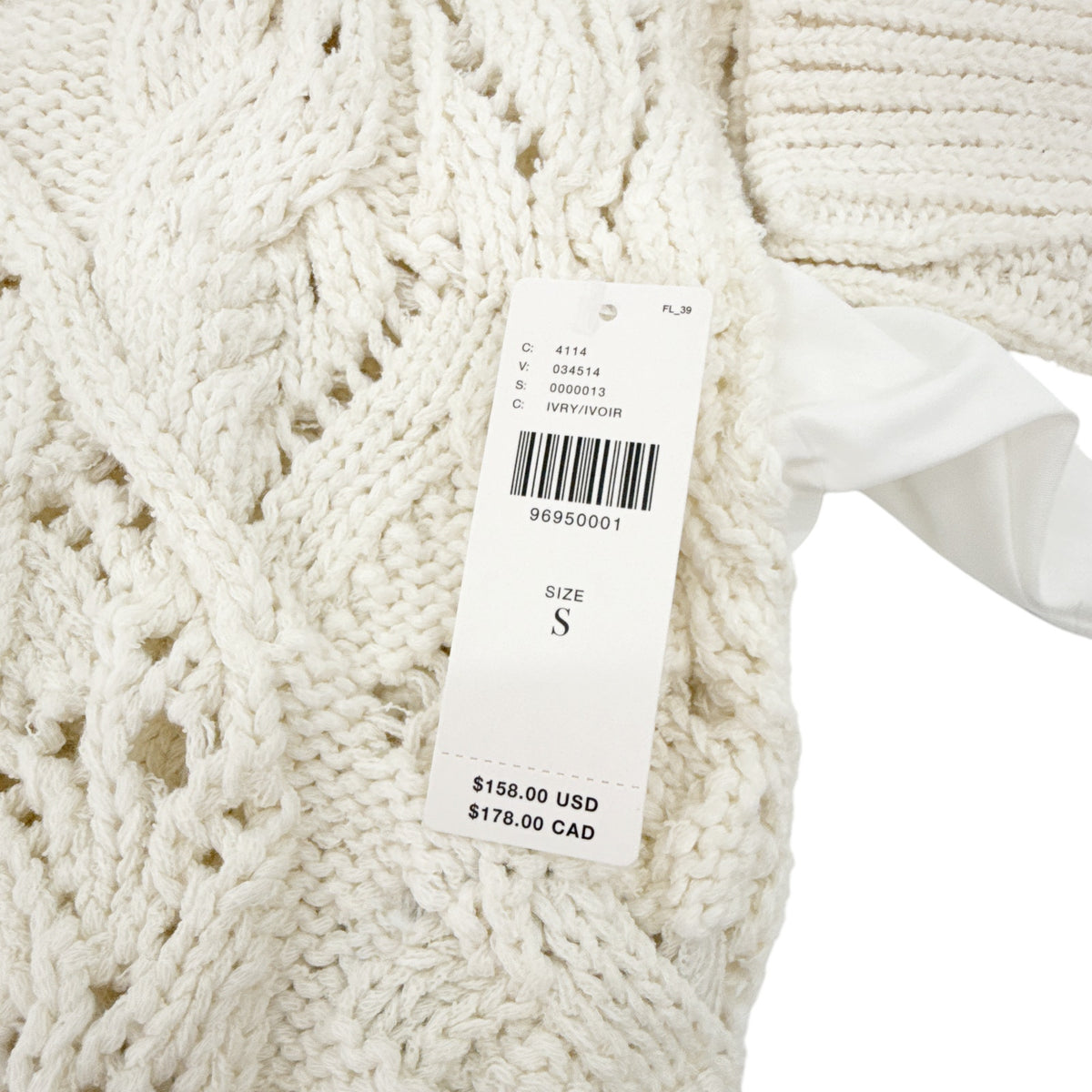 ANTHROPOLOGIE Balloon-Sleeve Twofer Cable-Knit Cardigan Sweater S