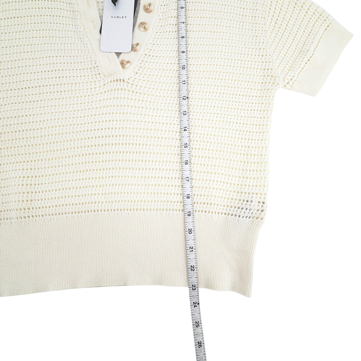 VARLEY Callie Knit Top in Egret XS
