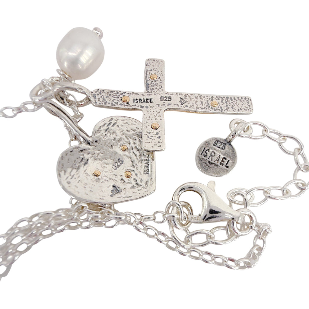 SILPADA Powerful Duo Necklace Gold Plate & Silver Pearl Necklace