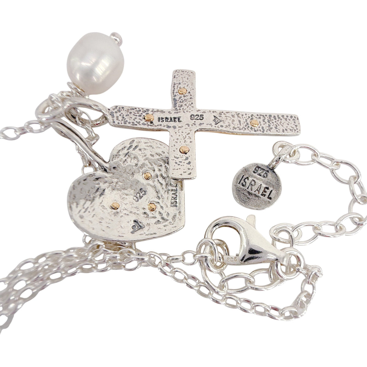 SILPADA Powerful Duo Necklace Gold Plate & Silver Pearl Necklace