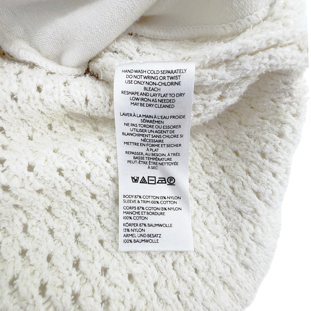 ANTHROPOLOGIE Puff-Sleeve Mock-Neck Mixed Media Cardigan Sweater M