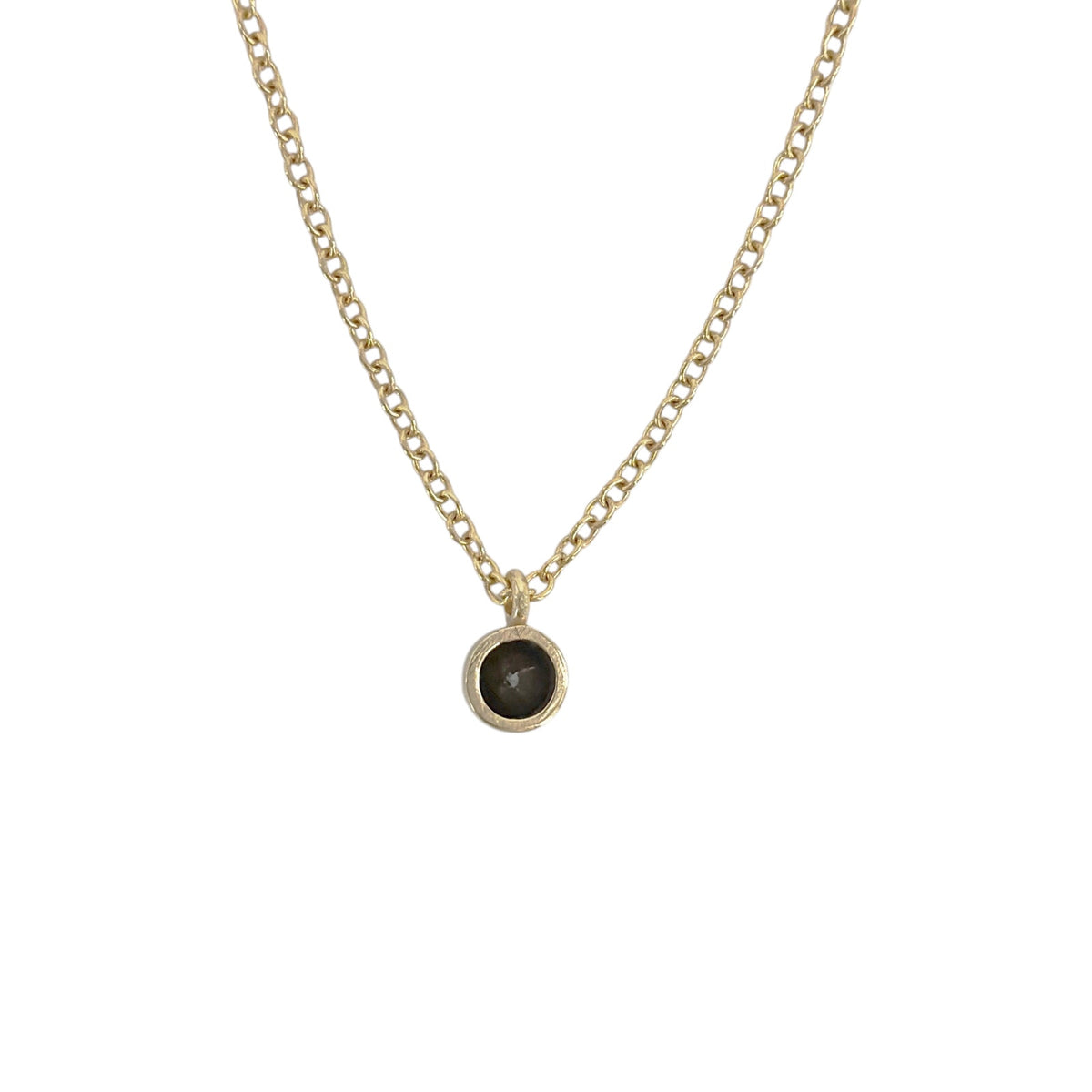 ZOE CHICCO 14K Gold Black Diamond Bezel Necklace