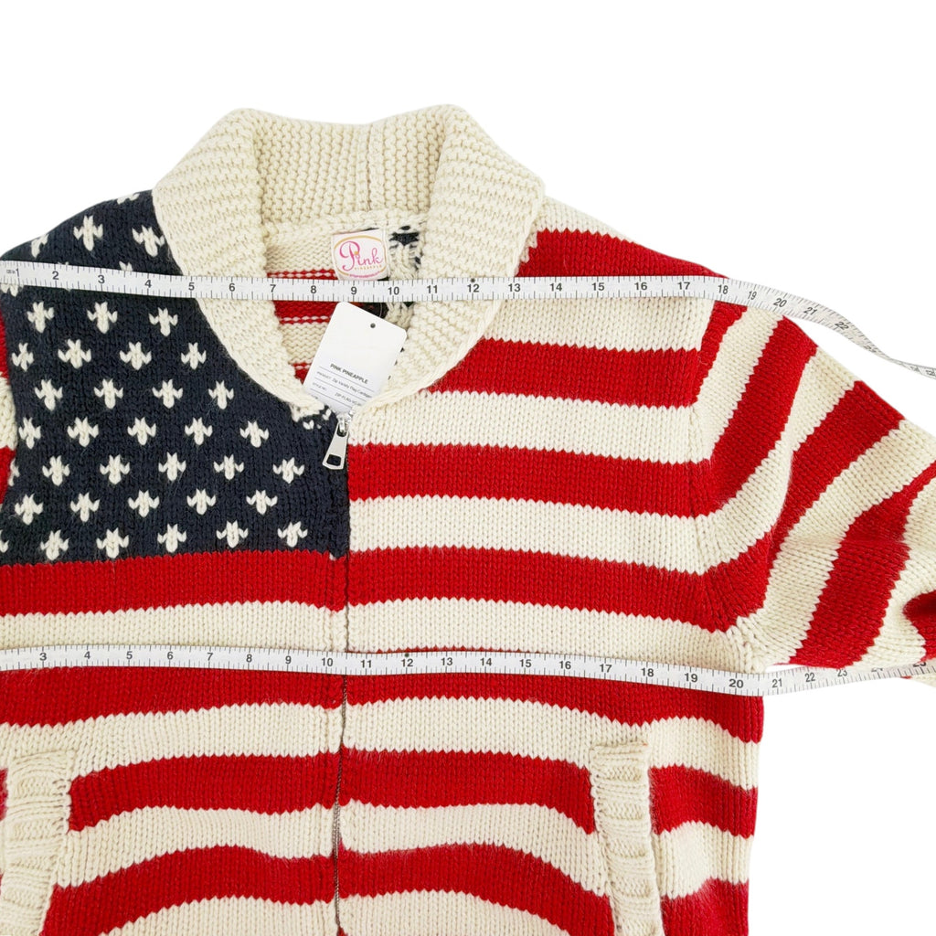PINK PINEAPPLE Zip Varsity Flag Cardigan XS/S