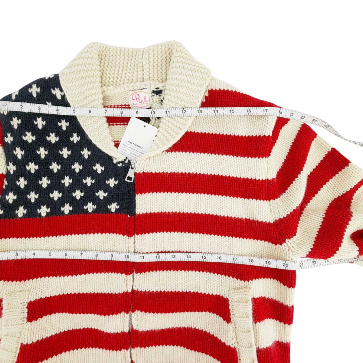 PINK PINEAPPLE Zip Varsity Flag Cardigan XS/S