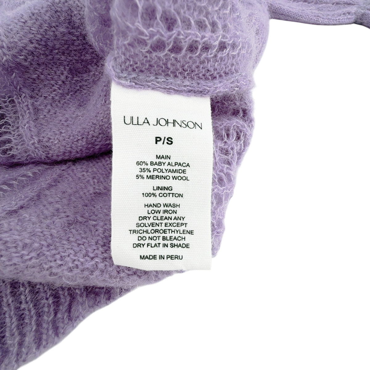 ULLA JOHNSON Mavis Alpaca Top in Lavender S