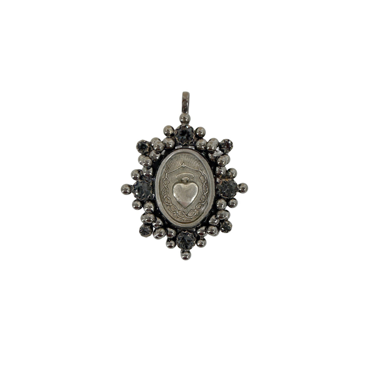 VIRGINS SAINTS & ANGELS VSA Medallion Oval Cloister Sacred Heart in Gunmetal