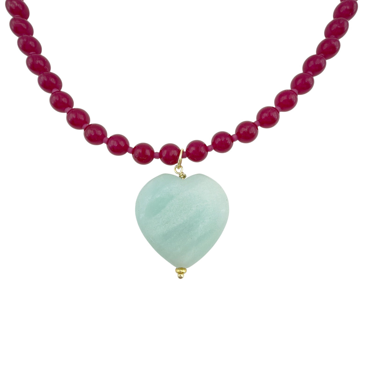 THE SILVER WREN Rylen Beaded Necklace in Pink and Amazonite