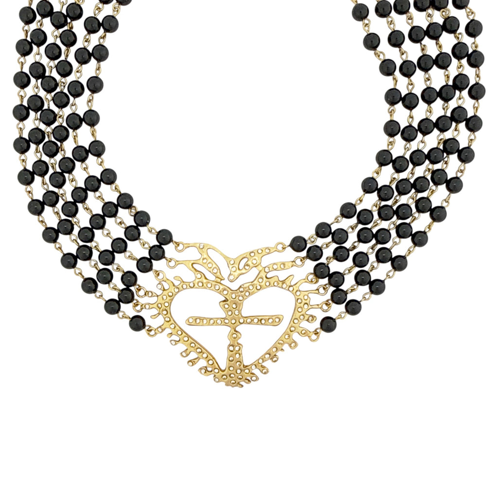 VIRGINS SAINTS & ANGELS VSA La Queen Collar Mystic Black in Gold