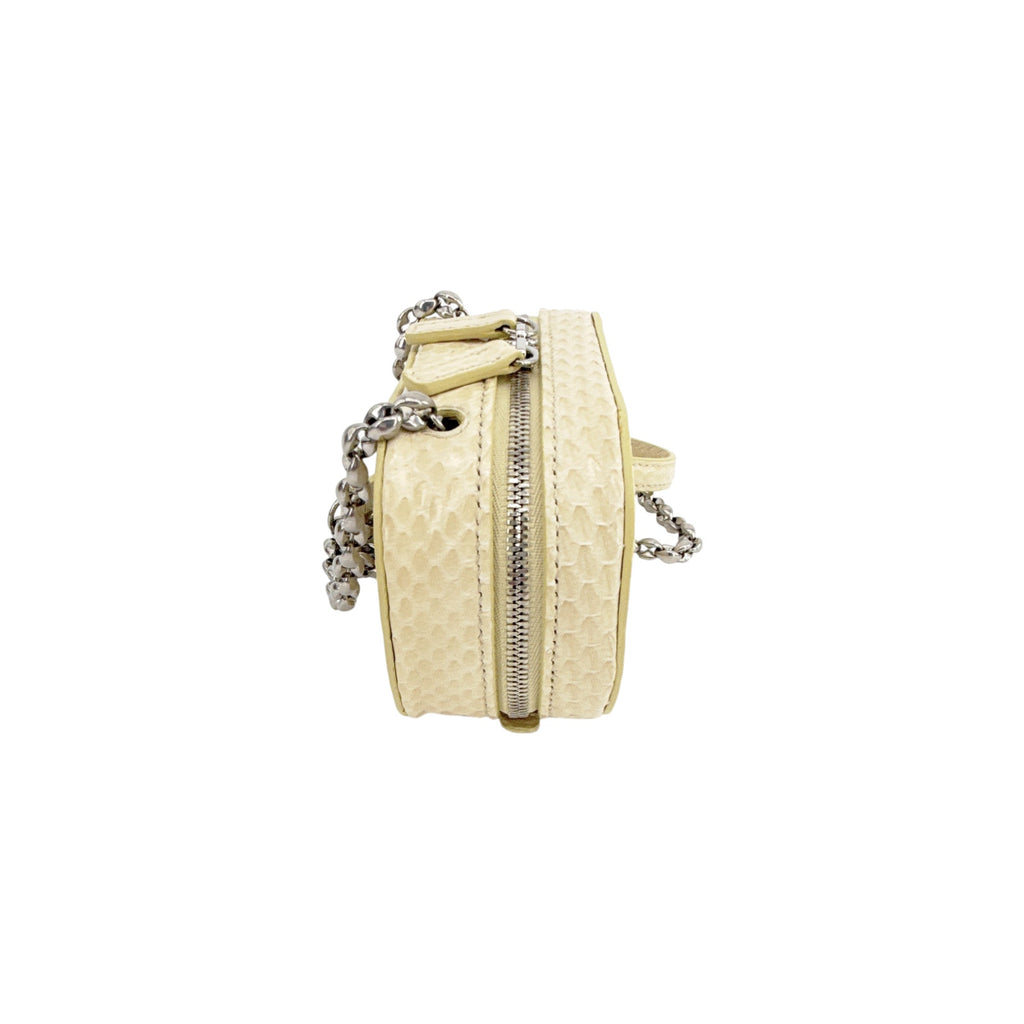 JIL SANDER Tradition Mini Snakeskin Bag with Chain in Ivory