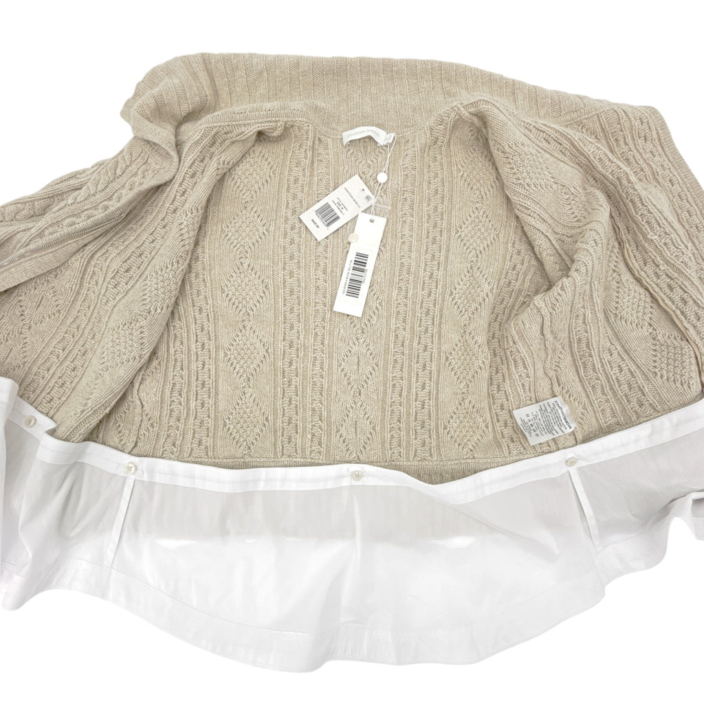 JONATHAN SIMKHAI Davina Patchwork Cardigan Jacket in Bone Multi M