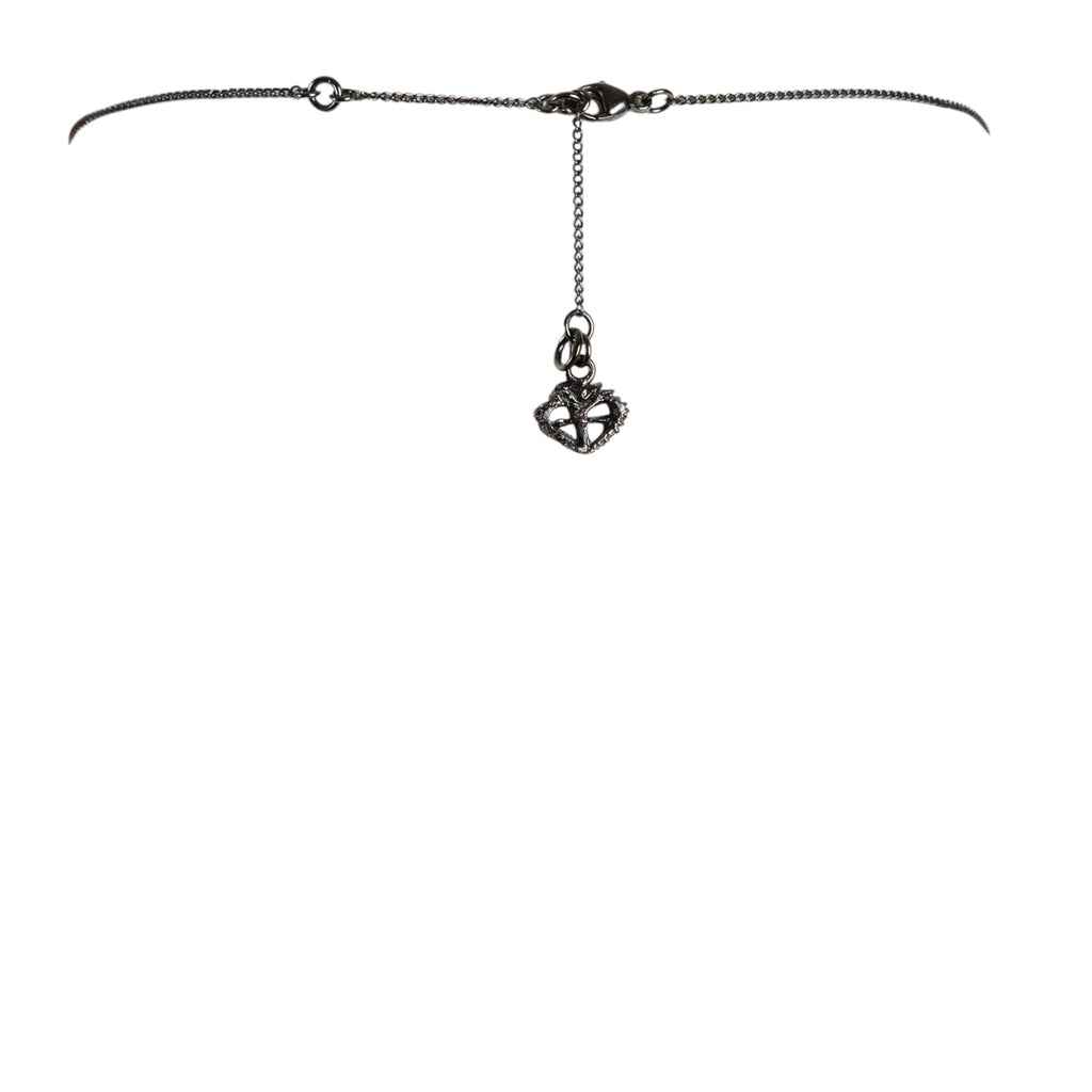VSA Queen of Hearts Petite Logo Necklace Gunmetal