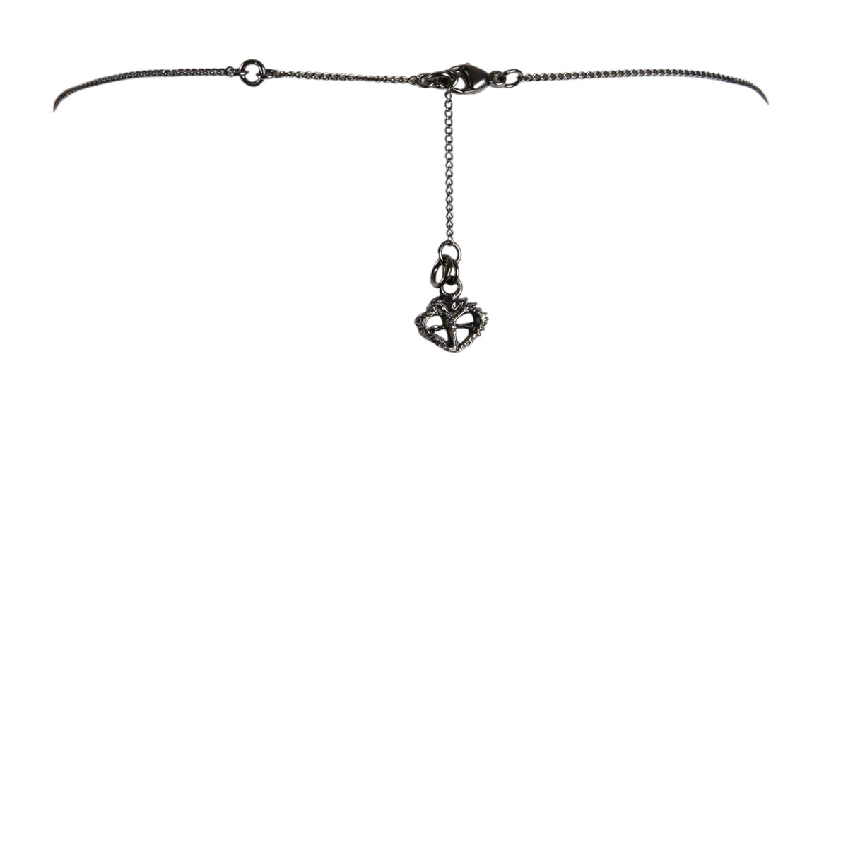 VSA Queen of Hearts Petite Logo Necklace Gunmetal