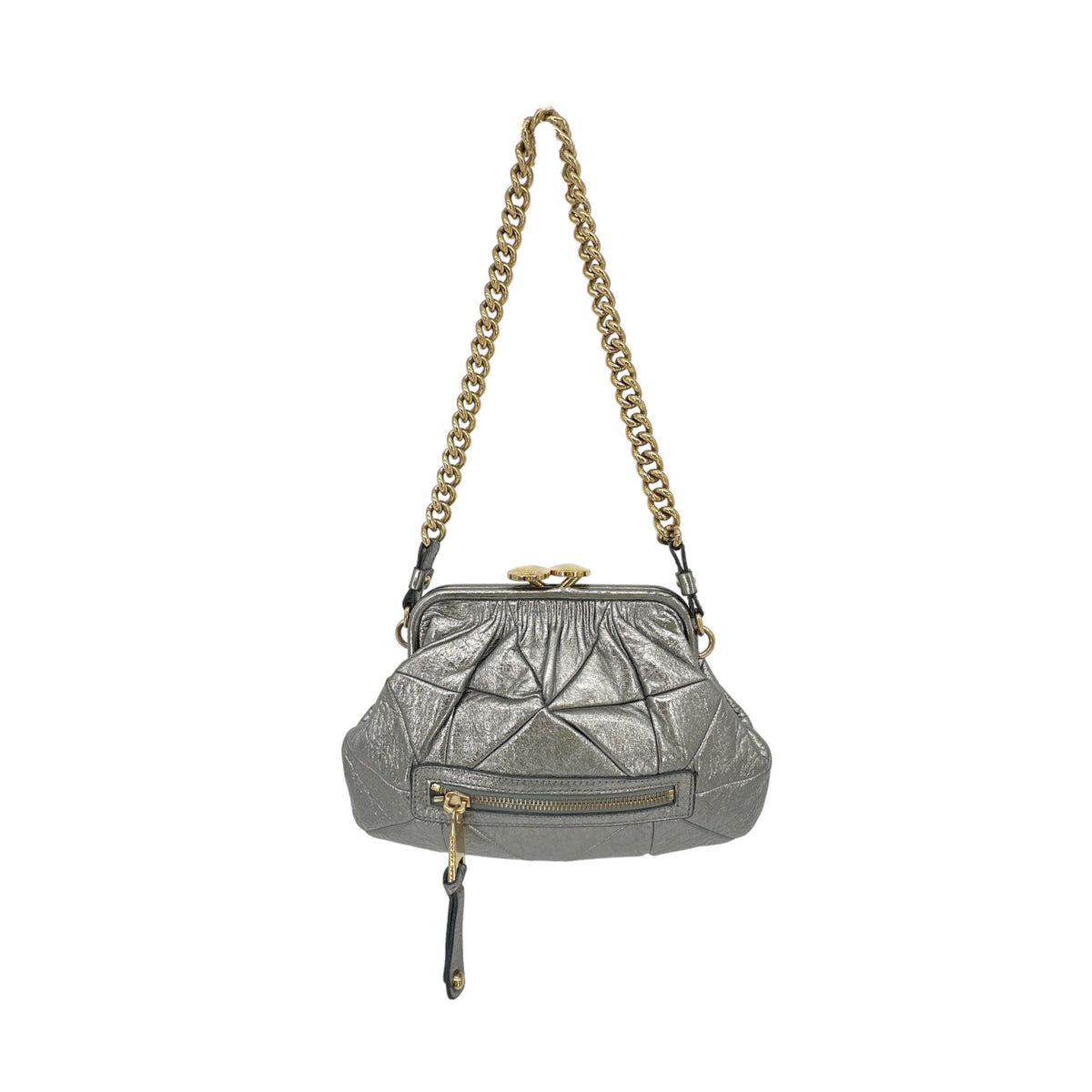 MARC JACOBS Collection Patchwork Metallic Leather Little Stam Bag in Silver