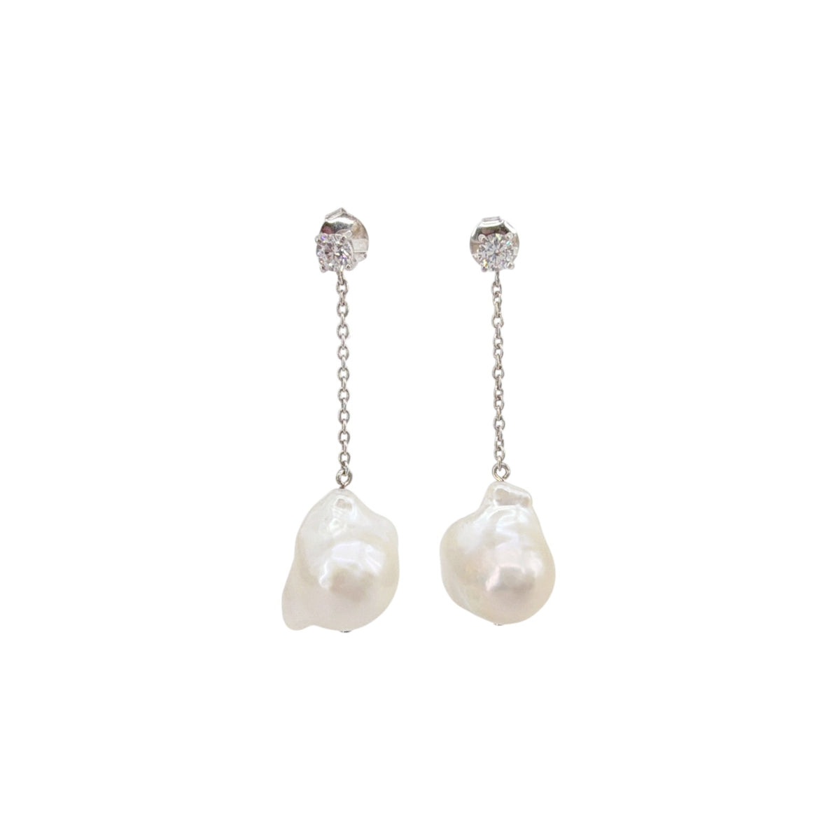COMPLETEDWORKS Suspended Boulder Baroque Pearl & CZ Sterling Silver Earrings