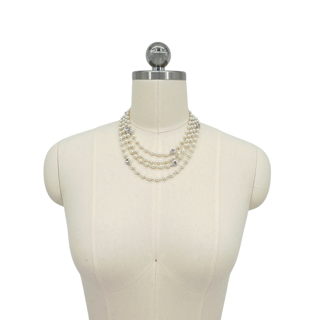 VSA Magdalena Necklace 6mm Cream Pearl in Silver