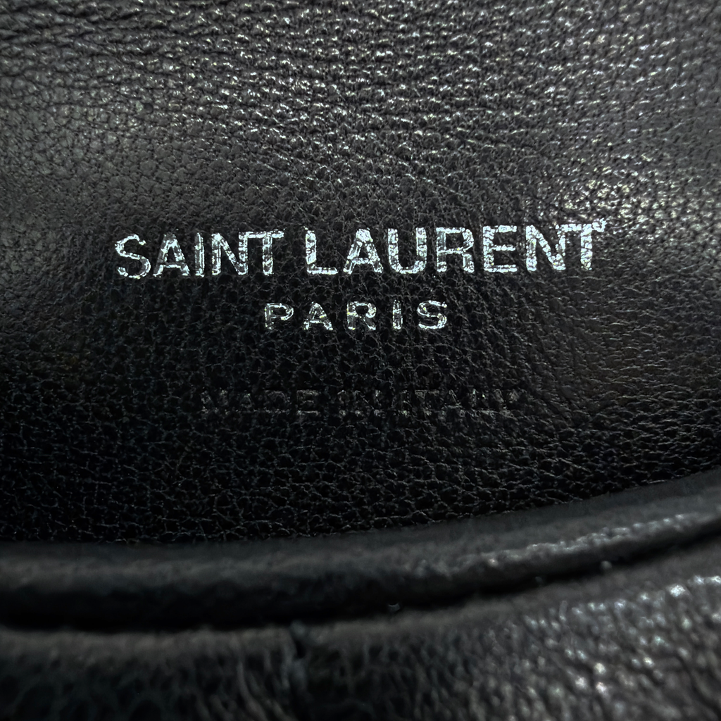 SAINT LAURENT Loulou Toy Puffer Pouch Clutch Bag in Lambskin in Black