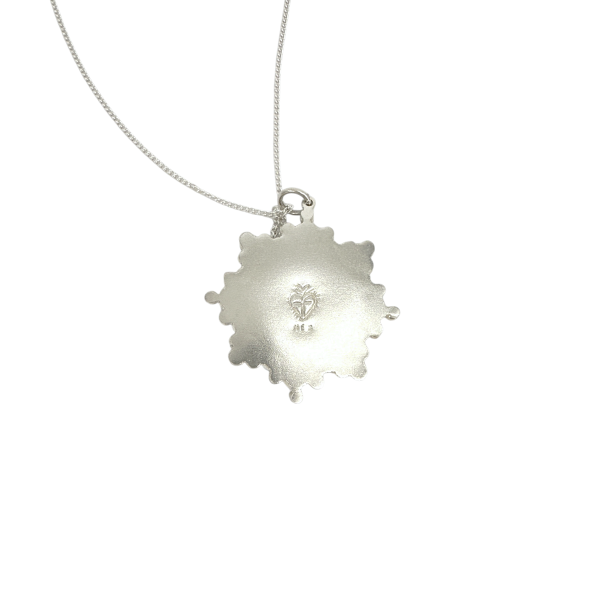 VSA Cloister Sacred Heart Charm Necklace in Silver