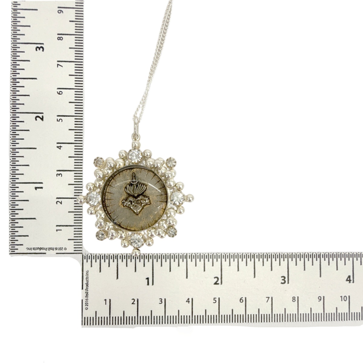 VSA Cloister Sacred Heart Charm Necklace in Silver